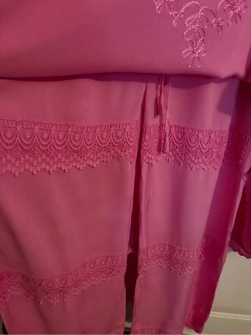 Fuchsia Embroidered Tunic & Wide Leg Pant Set - Picture 11 of 14